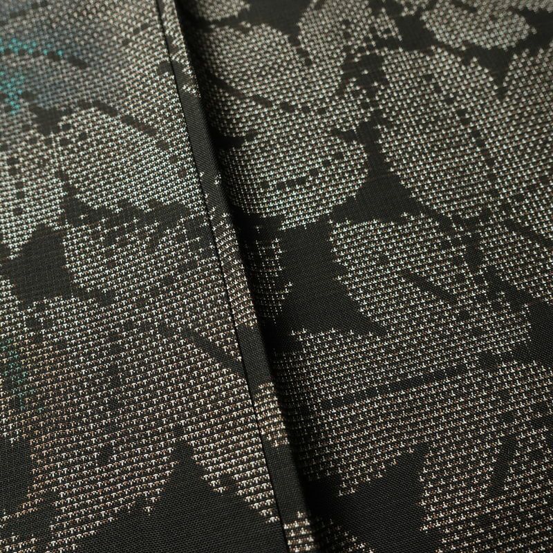 大島紬 正絹 木の葉・植物柄 袷仕立て 証紙なし 身丈160.5cm 裄丈65cm 着物 茶_画像10