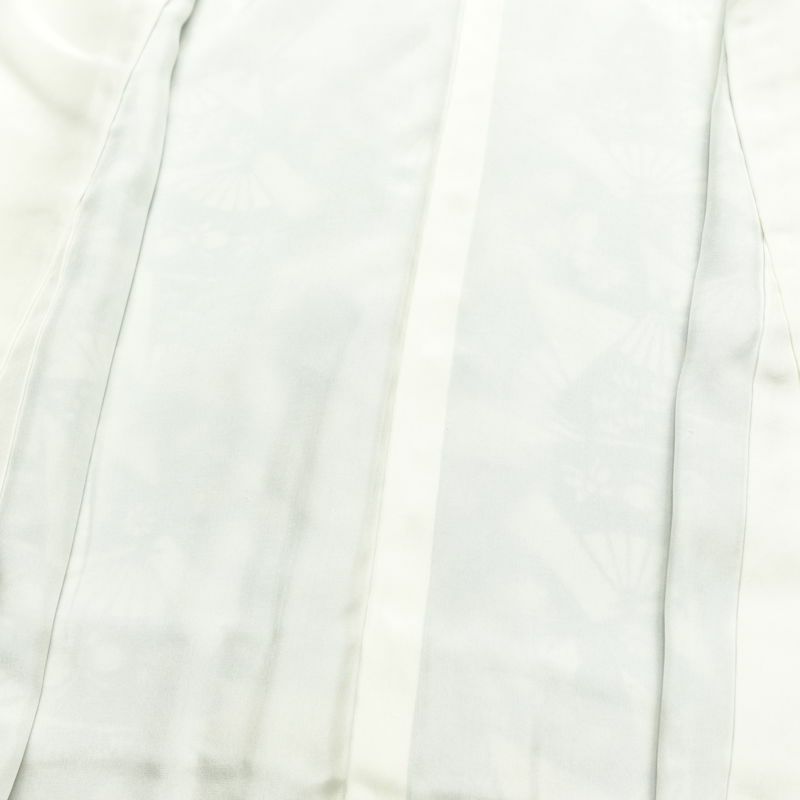 小紋 縮緬 総柄 正絹 古典柄 袷仕立て 身丈160.5cm 裄丈62.5cm 一部しつけ糸付き 扇子 着物 青・紺_画像19