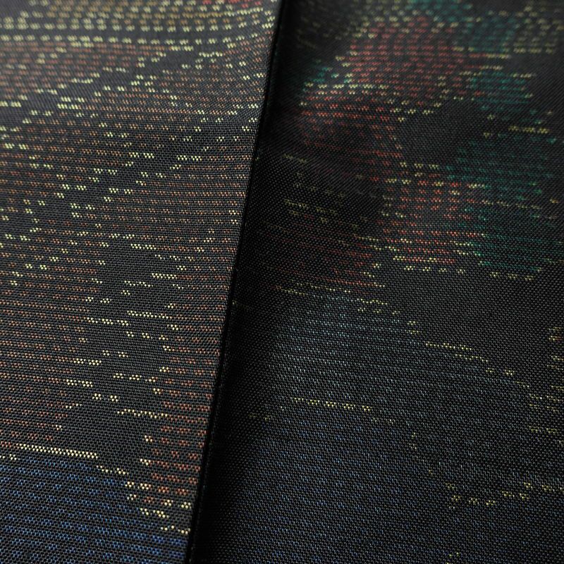 大島紬 良品 しつけ糸付き 正絹 証紙なし 風景柄 袷仕立て 身丈164cm 裄丈65cm 着物 多色使い_画像8