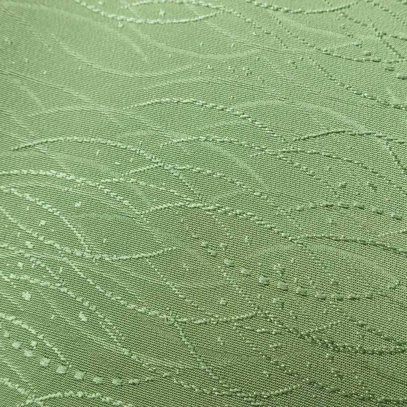 色無地 良品 しつけ糸付き 一つ紋付き 正絹 木の葉・植物柄 袷仕立て 身丈160cm 裄丈65cm フォーマル 着物 露芝 緑・うぐいす色_画像7