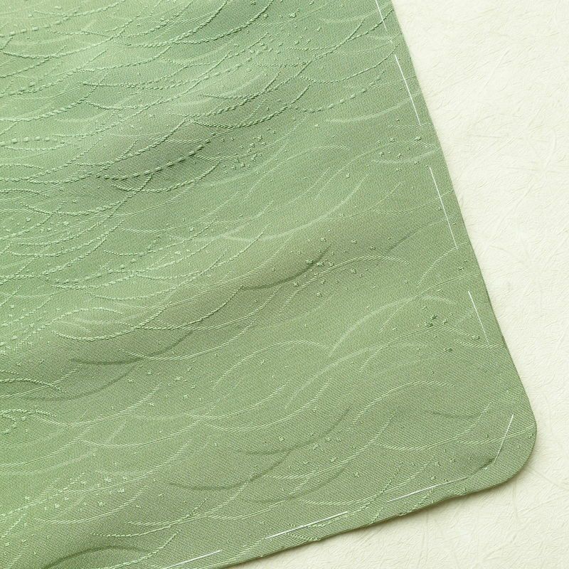 色無地 良品 しつけ糸付き 一つ紋付き 正絹 木の葉・植物柄 袷仕立て 身丈160cm 裄丈65cm フォーマル 着物 露芝 緑・うぐいす色_画像15