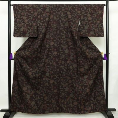 本場結城紬 紬 美品 証紙あり しつけ糸付き 正絹 風景柄 袷