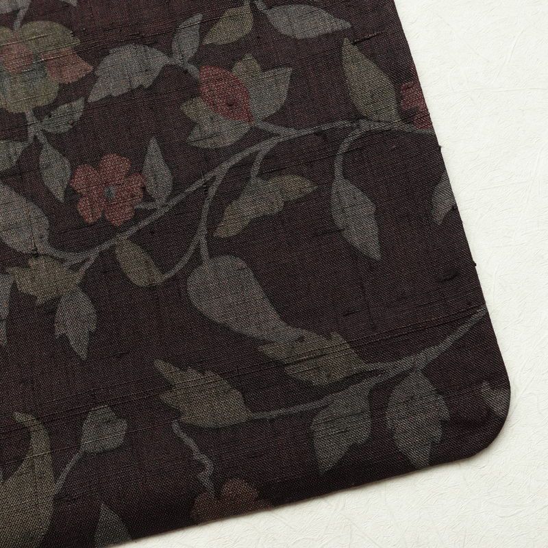 小紋 良品 紬地 正絹 木の葉・植物柄 袷仕立て 身丈161.5cm 裄丈66cm 着物 小豆・エンジ_画像15