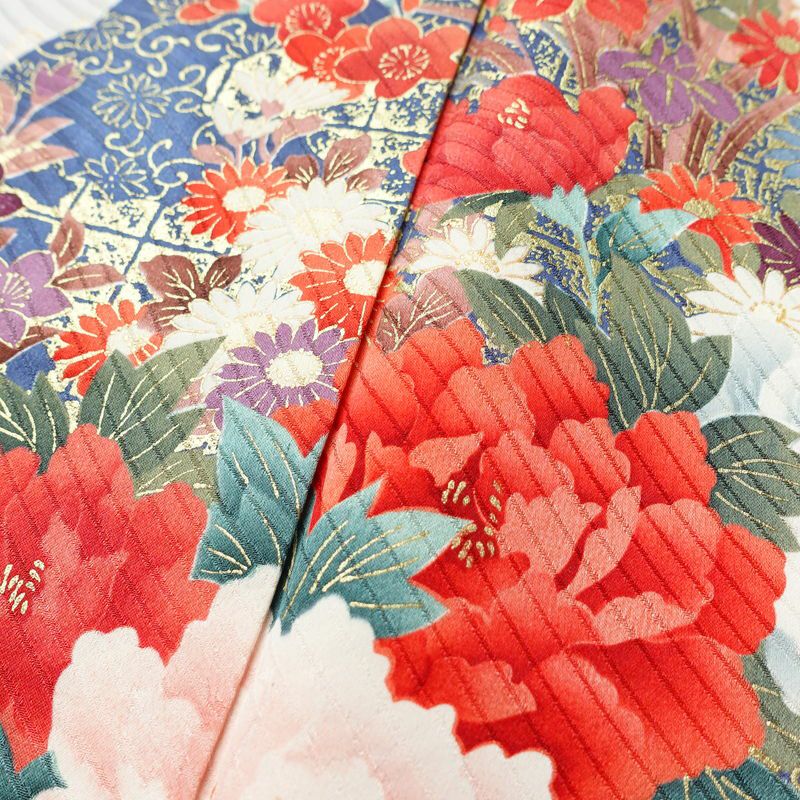 振袖 良品 正絹 花柄 袷仕立て 身丈155.5cm 裄丈65cm 箔 金彩 フォーマル 着物 ピンク_画像7