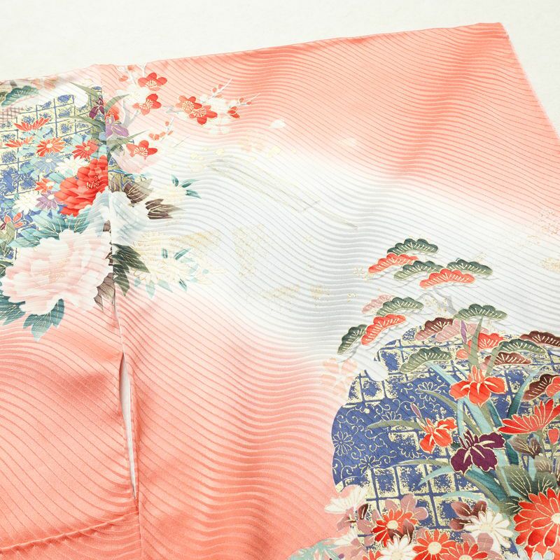 振袖 良品 正絹 花柄 袷仕立て 身丈155.5cm 裄丈65cm 箔 金彩 フォーマル 着物 ピンク_画像11
