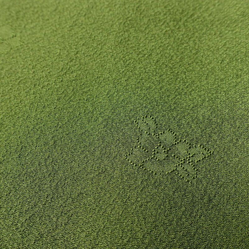 色無地 良品 草木染 一つ紋付き 正絹 花柄 袷仕立て 身丈171.5cm 裄丈71cm フォーマル 金彩 着物 緑・うぐいす色_画像8