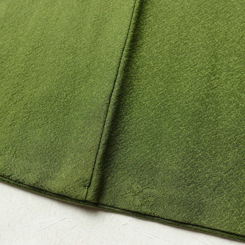 色無地 良品 草木染 一つ紋付き 正絹 花柄 袷仕立て 身丈171.5cm 裄丈71cm フォーマル 金彩 着物 緑・うぐいす色_画像10