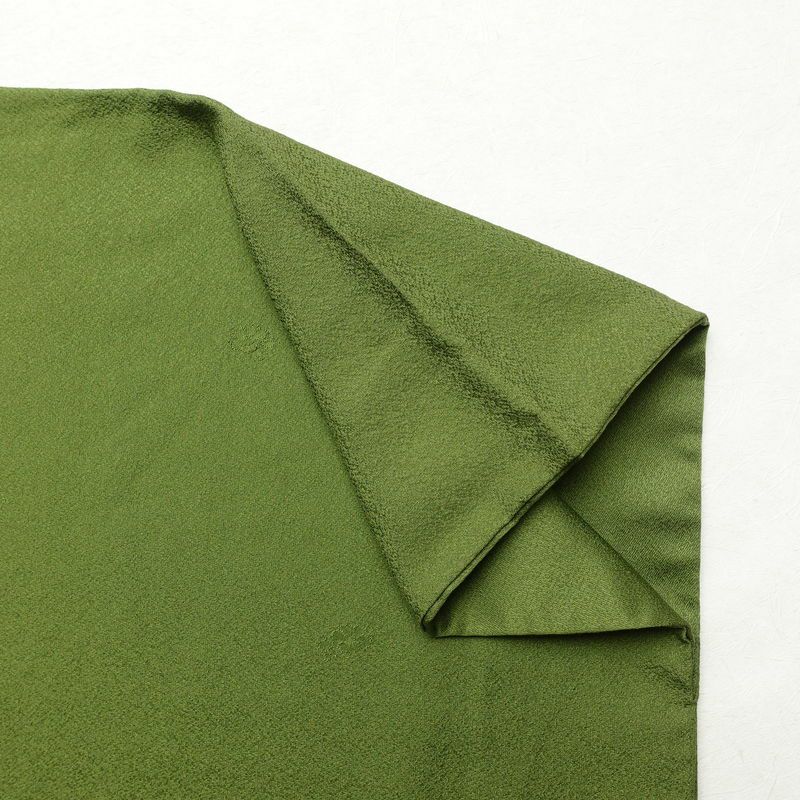 色無地 良品 草木染 一つ紋付き 正絹 花柄 袷仕立て 身丈171.5cm 裄丈71cm フォーマル 金彩 着物 緑・うぐいす色_画像15