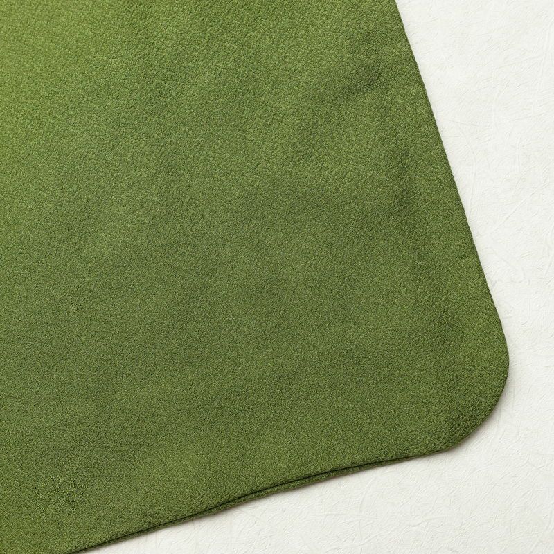 色無地 良品 草木染 一つ紋付き 正絹 花柄 袷仕立て 身丈171.5cm 裄丈71cm フォーマル 金彩 着物 緑・うぐいす色_画像16