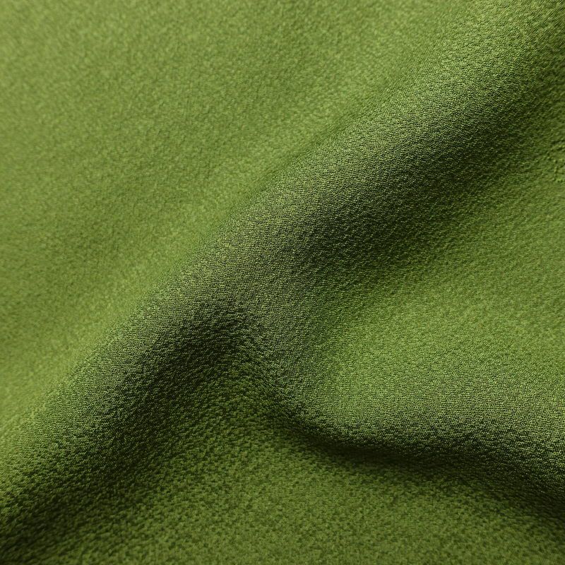 色無地 良品 草木染 一つ紋付き 正絹 花柄 袷仕立て 身丈171.5cm 裄丈71cm フォーマル 金彩 着物 緑・うぐいす色_画像21