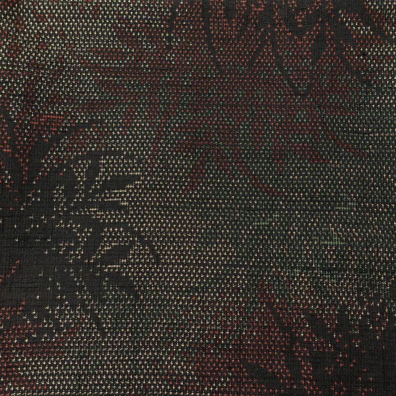 紬 美品 しつけ糸付き 正絹 木の葉・植物柄 袷仕立て 身丈158cm 裄丈66cm 着物 緑・うぐいす色_画像6