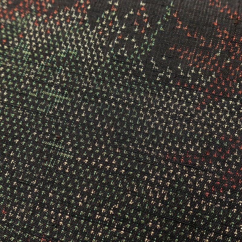 紬 美品 しつけ糸付き 正絹 木の葉・植物柄 袷仕立て 身丈158cm 裄丈66cm 着物 緑・うぐいす色_画像9