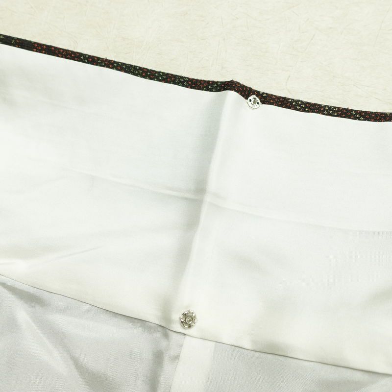 紬 美品 しつけ糸付き 正絹 木の葉・植物柄 袷仕立て 身丈158cm 裄丈66cm 着物 緑・うぐいす色_画像19