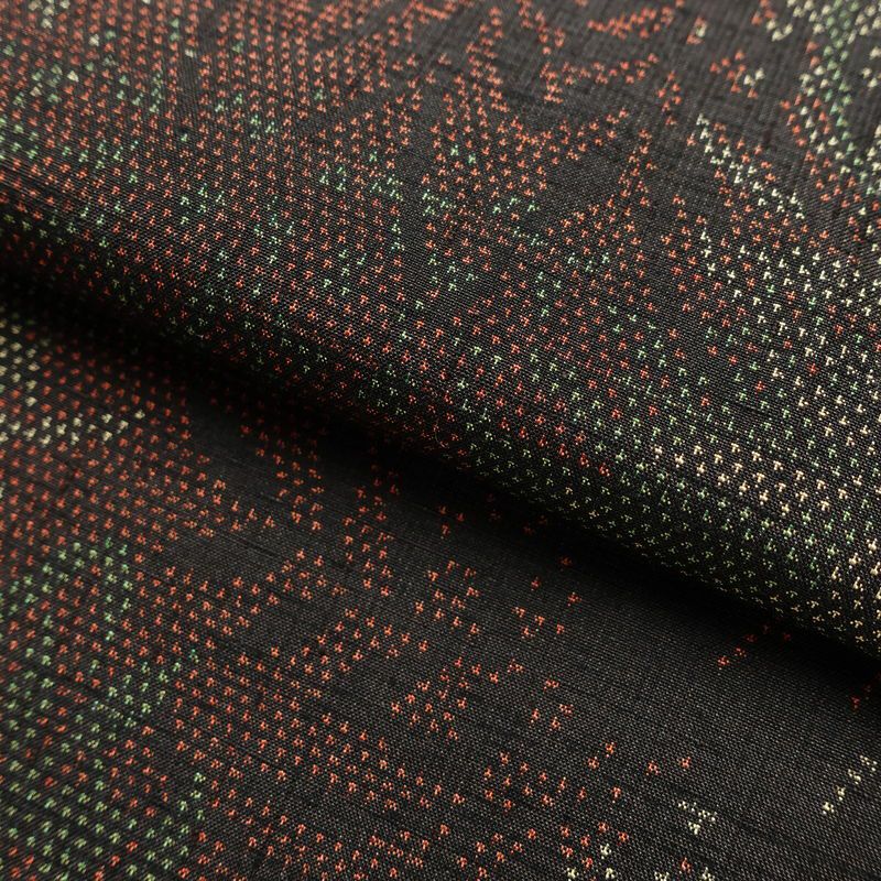 紬 美品 しつけ糸付き 正絹 木の葉・植物柄 袷仕立て 身丈158cm 裄丈66cm 着物 緑・うぐいす色_画像20