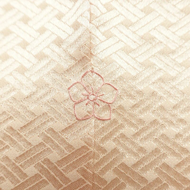 付け下げ 良品 しつけ糸付き 一つ紋付き 正絹 古典柄 袷仕立て 身丈170.5cm 裄丈68cm 箔 フォーマル 着物 扇面 ピンク_画像13