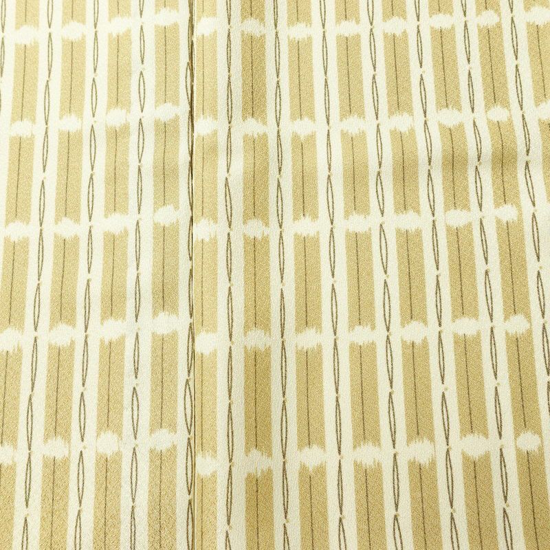 単衣 小紋 良品 ポリエステル 縞柄・線柄 単衣仕立て 身丈163.5cm 裄丈67cm 着物 ベージュ_画像6