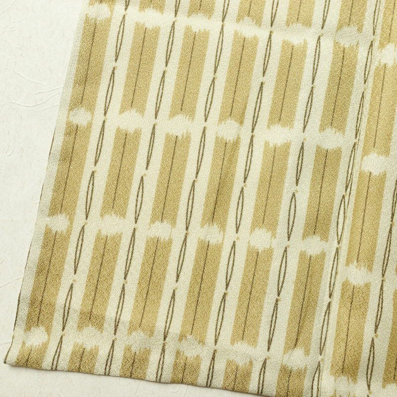 単衣 小紋 良品 ポリエステル 縞柄・線柄 単衣仕立て 身丈163.5cm 裄丈67cm 着物 ベージュ_画像12