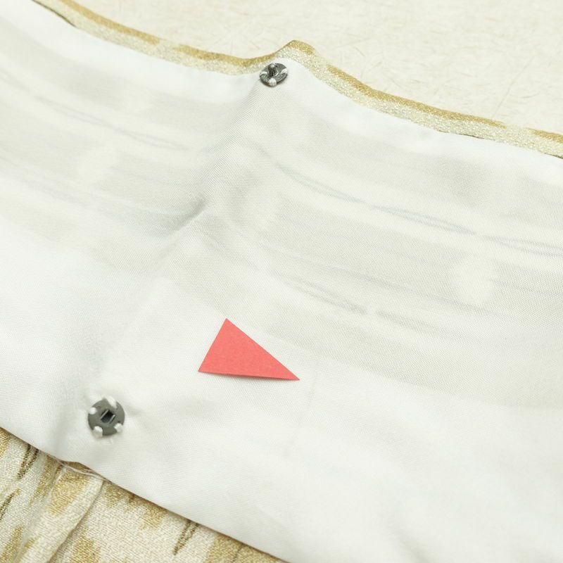 単衣 小紋 良品 ポリエステル 縞柄・線柄 単衣仕立て 身丈163.5cm 裄丈67cm 着物 ベージュ_画像19