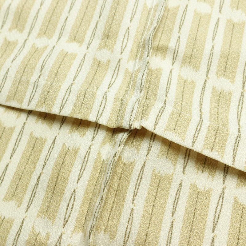 単衣 小紋 良品 ポリエステル 縞柄・線柄 単衣仕立て 身丈163.5cm 裄丈67cm 着物 ベージュ_画像20