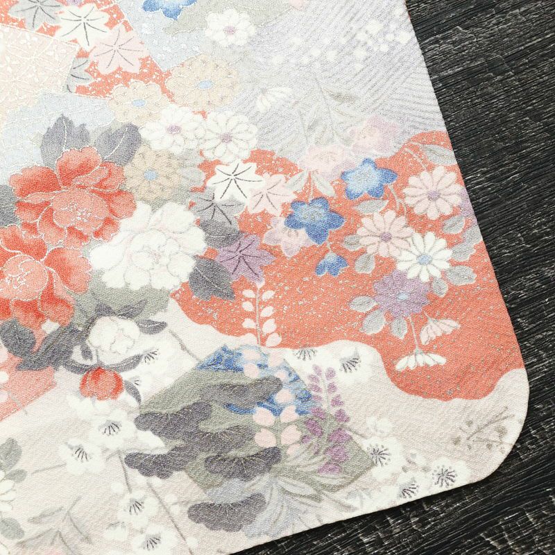 小紋 良品 正絹 花柄 袷仕立て 身丈156cm 裄丈64.5cm 箔 ピンク_画像14