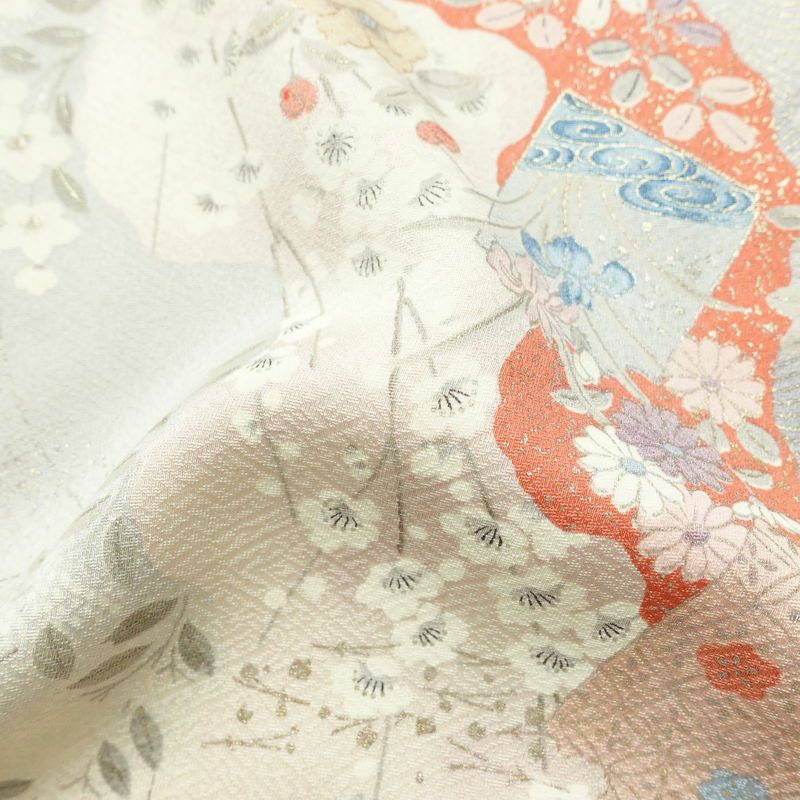 小紋 良品 正絹 花柄 袷仕立て 身丈156cm 裄丈64.5cm 箔 ピンク_画像18