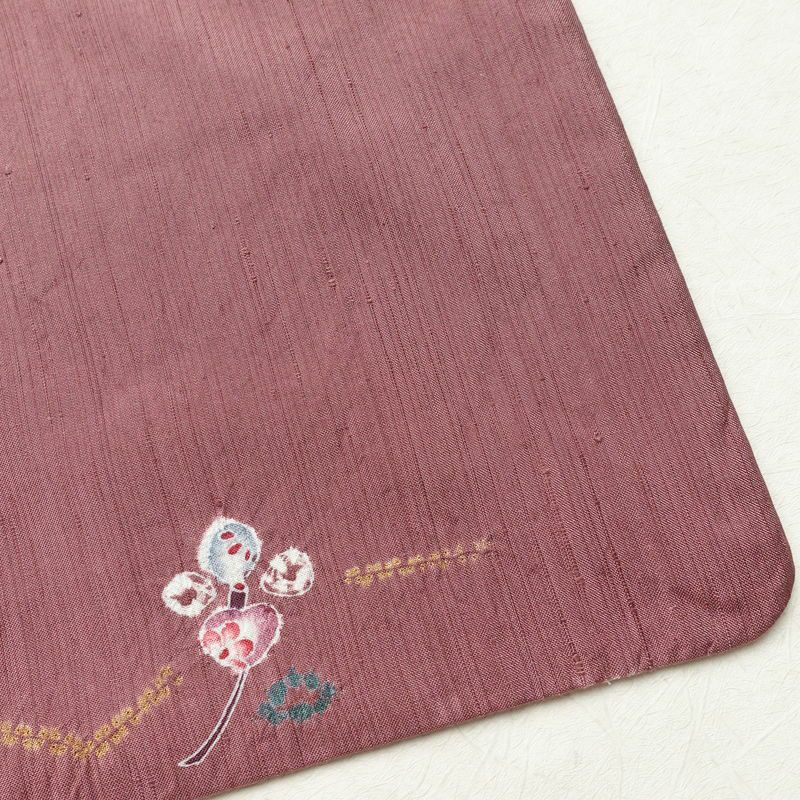 小紋 良品 紬地 絞り 正絹 幾何学柄・抽象柄 袷仕立て 身丈154.5cm 裄丈64cm 着物 紫・藤色_画像14