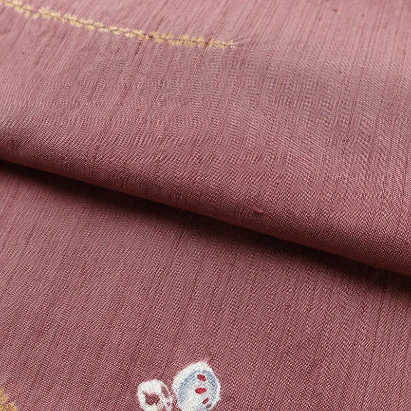 小紋 良品 紬地 絞り 正絹 幾何学柄・抽象柄 袷仕立て 身丈154.5cm 裄丈64cm 着物 紫・藤色_画像19