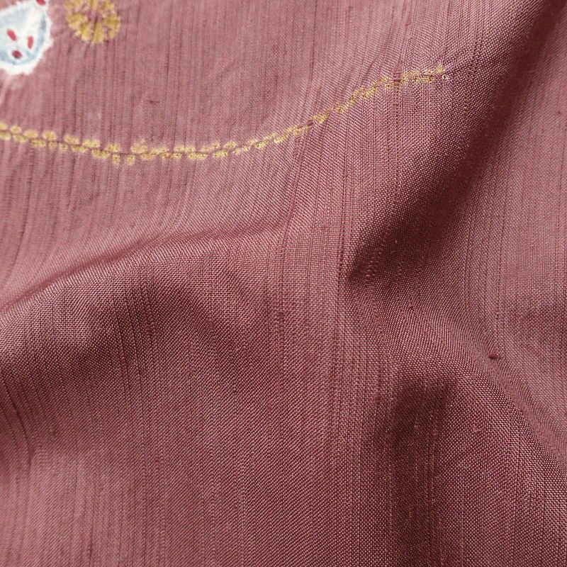 小紋 良品 紬地 絞り 正絹 幾何学柄・抽象柄 袷仕立て 身丈154.5cm 裄丈64cm 着物 紫・藤色_画像20