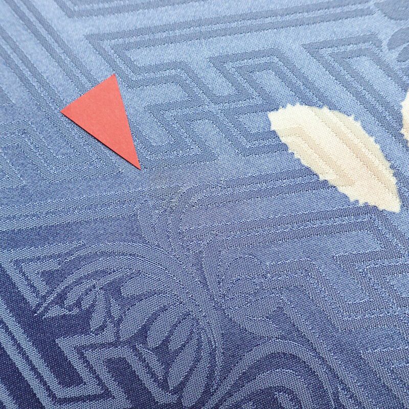 振袖 良品 落款入り 金駒刺繍 正絹 花柄 袷仕立て 身丈166.5cm 裄丈67cm 箔 金彩 着物 青・紺_画像16