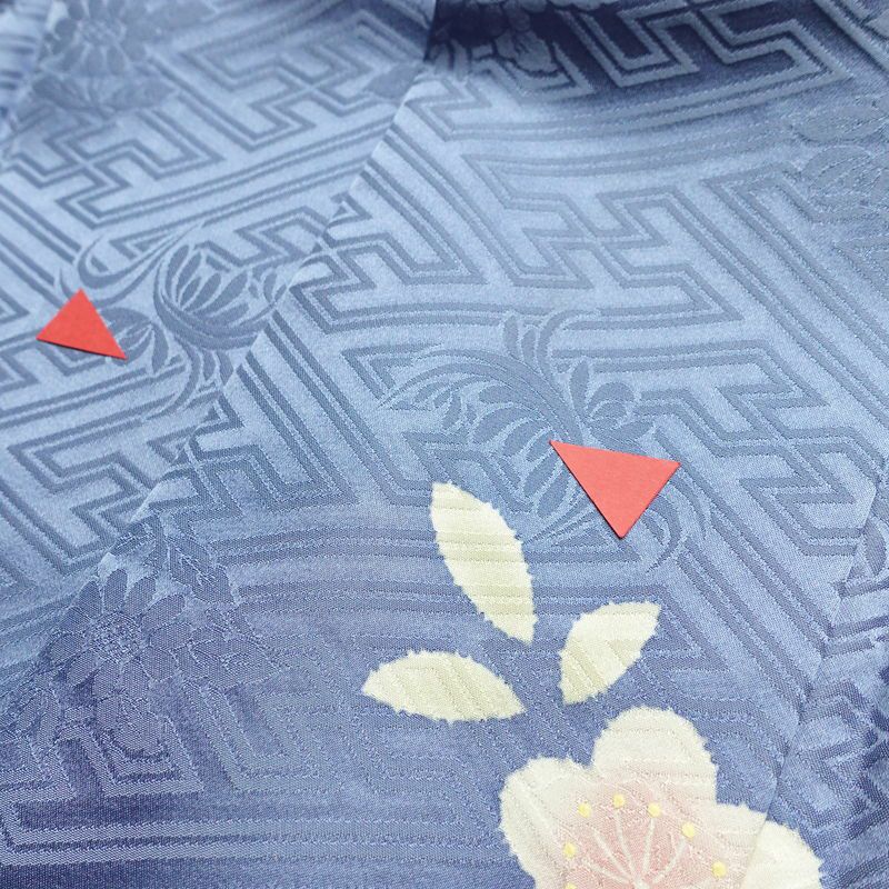 振袖 良品 落款入り 金駒刺繍 正絹 花柄 袷仕立て 身丈166.5cm 裄丈67cm 箔 金彩 着物 青・紺_画像19