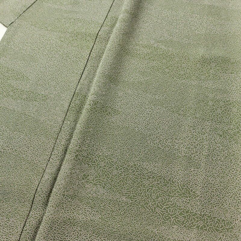 小紋 良品 縮緬 一つ紋付き 江戸小紋 正絹 古典柄 袷仕立て 身丈160.5cm 裄丈69.5cm 共八掛 着物 緑・うぐいす色_画像5