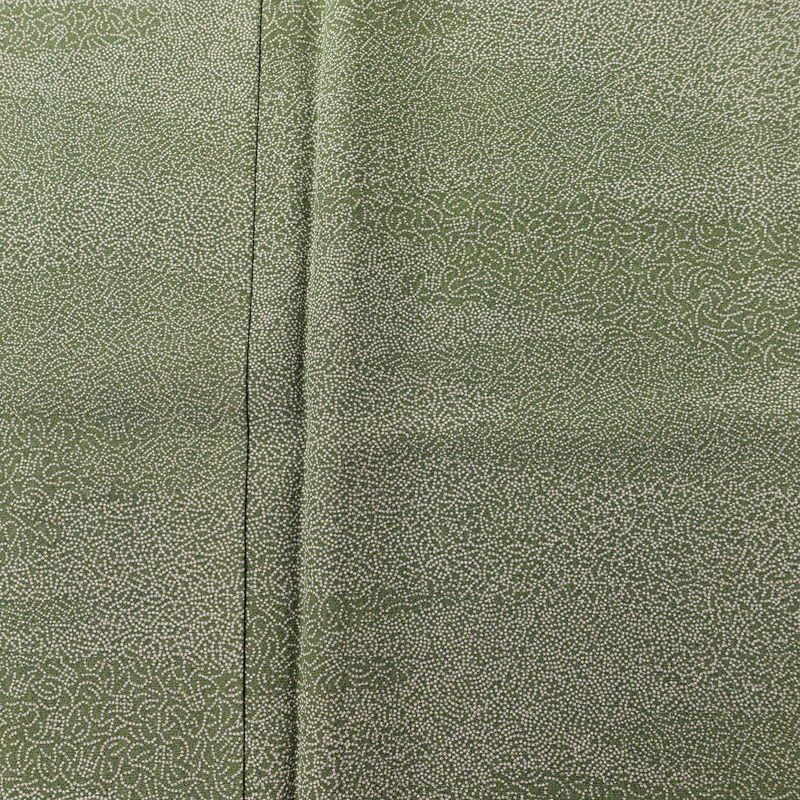 小紋 良品 縮緬 一つ紋付き 江戸小紋 正絹 古典柄 袷仕立て 身丈160.5cm 裄丈69.5cm 共八掛 着物 緑・うぐいす色_画像6