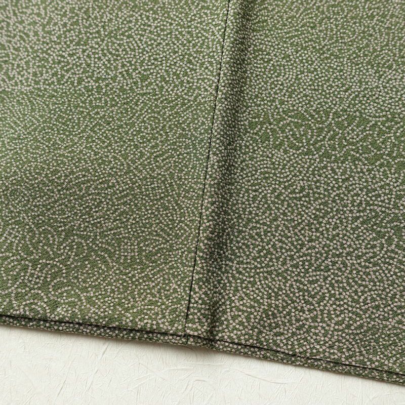 小紋 良品 縮緬 一つ紋付き 江戸小紋 正絹 古典柄 袷仕立て 身丈160.5cm 裄丈69.5cm 共八掛 着物 緑・うぐいす色_画像10