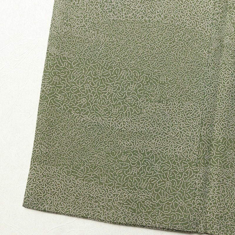 小紋 良品 縮緬 一つ紋付き 江戸小紋 正絹 古典柄 袷仕立て 身丈160.5cm 裄丈69.5cm 共八掛 着物 緑・うぐいす色_画像11