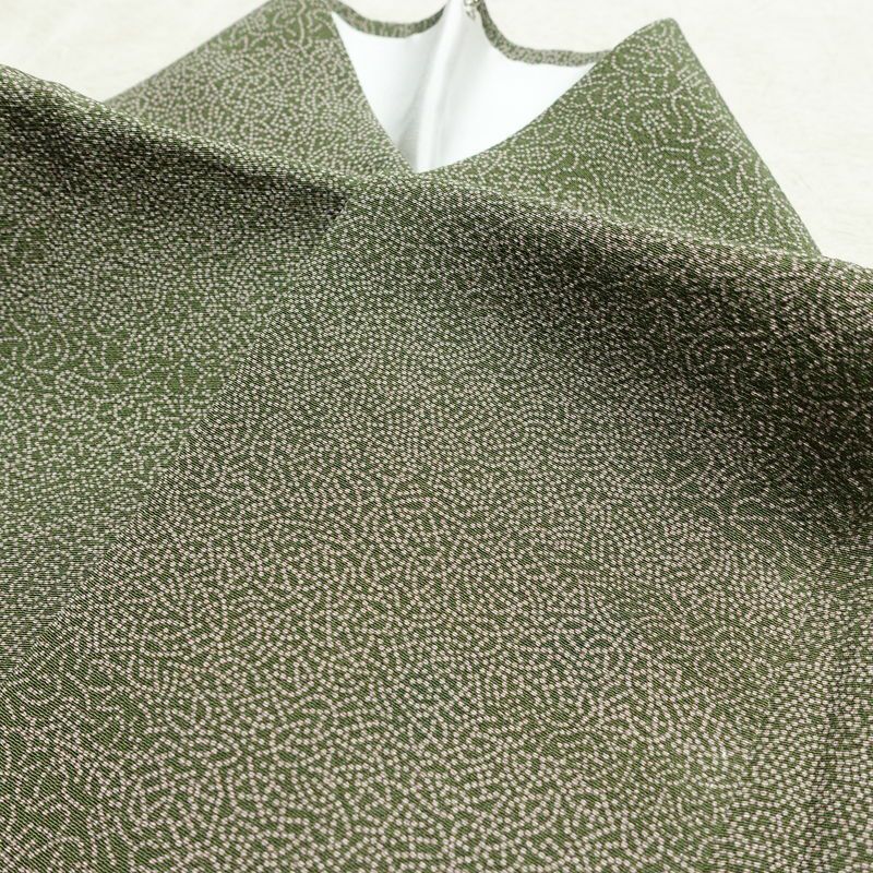 小紋 良品 縮緬 一つ紋付き 江戸小紋 正絹 古典柄 袷仕立て 身丈160.5cm 裄丈69.5cm 共八掛 着物 緑・うぐいす色_画像17