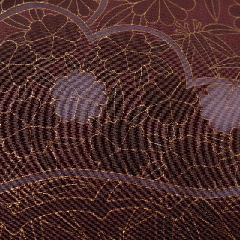 訪問着 良品 一つ紋付き 正絹 花柄 袷仕立て 身丈165cm 裄丈65cm 金彩 フォーマル 着物 小豆・エンジ_画像9