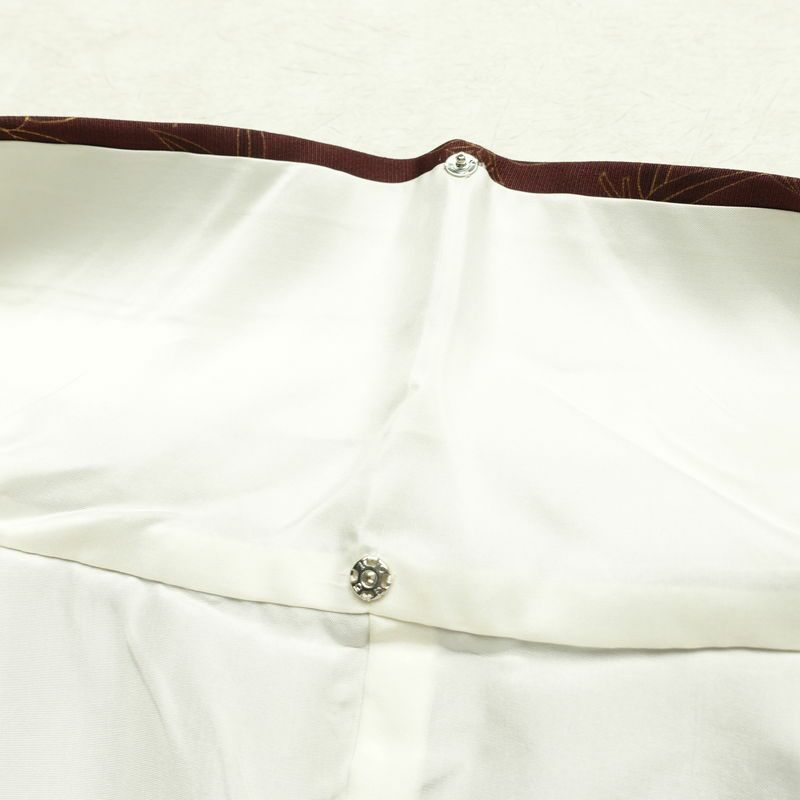 訪問着 良品 一つ紋付き 正絹 花柄 袷仕立て 身丈165cm 裄丈65cm 金彩 フォーマル 着物 小豆・エンジ_画像20