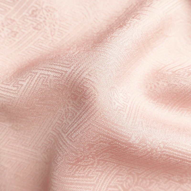 付け下げ 良品 しつけ糸付き 綸子 一つ紋付き 正絹 木の葉・植物柄 袷仕立て 身丈165cm 裄丈65cm 箔 刺繍 フォーマル 着物 ピンク_画像21