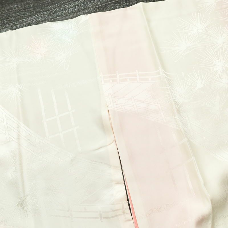 振袖 良品 金駒刺繍 セット品 長襦袢 正絹 古典柄 袷仕立て 身丈166.5cm 裄丈69cm 箔 フォーマル 着物 松 蝶 緑・うぐいす色_画像20