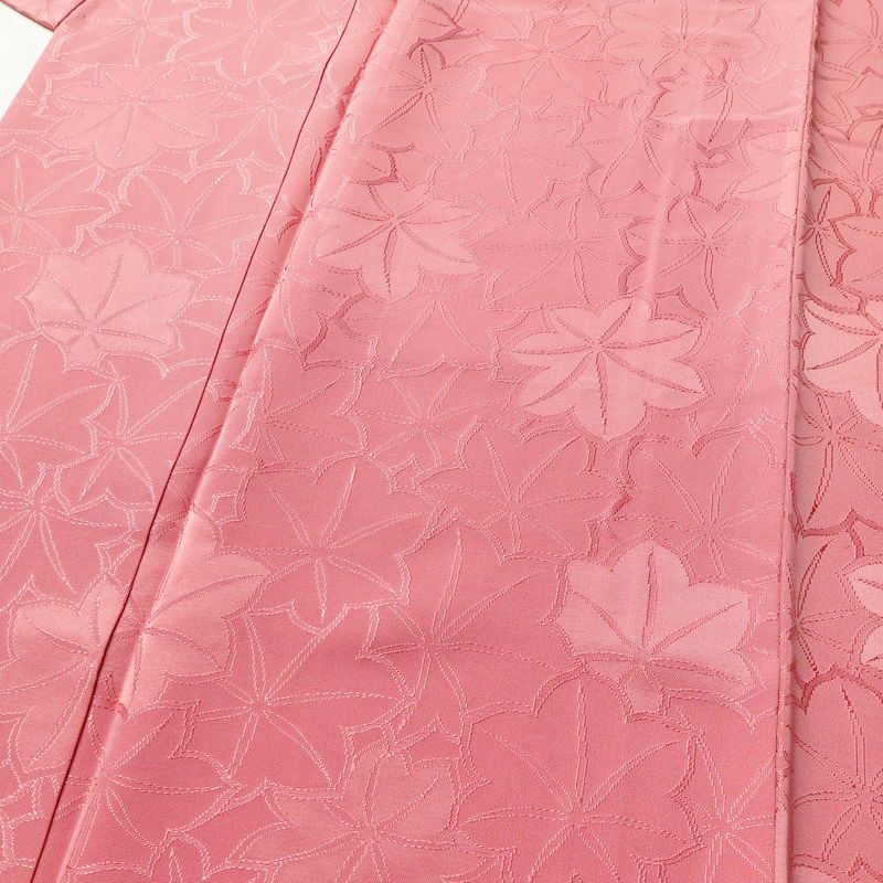 色無地 しつけ糸付き 一つ紋付き 正絹 木の葉・植物柄 袷仕立て 身丈161.5cm 裄丈64.5cm フォーマル 着物 ピンク_画像5