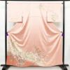 訪問着 良品 綸子 正絹 古典柄 袷仕立て 身丈158cm 裄丈65cm 箔 フォーマル 着物 ピンク_画像1