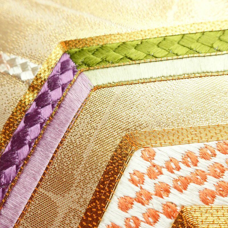 名古屋帯 太鼓柄 良品 金駒刺繍 正絹 古典柄 名古屋仕立て 箔 刺繍 金糸 帯 金・銀_画像6