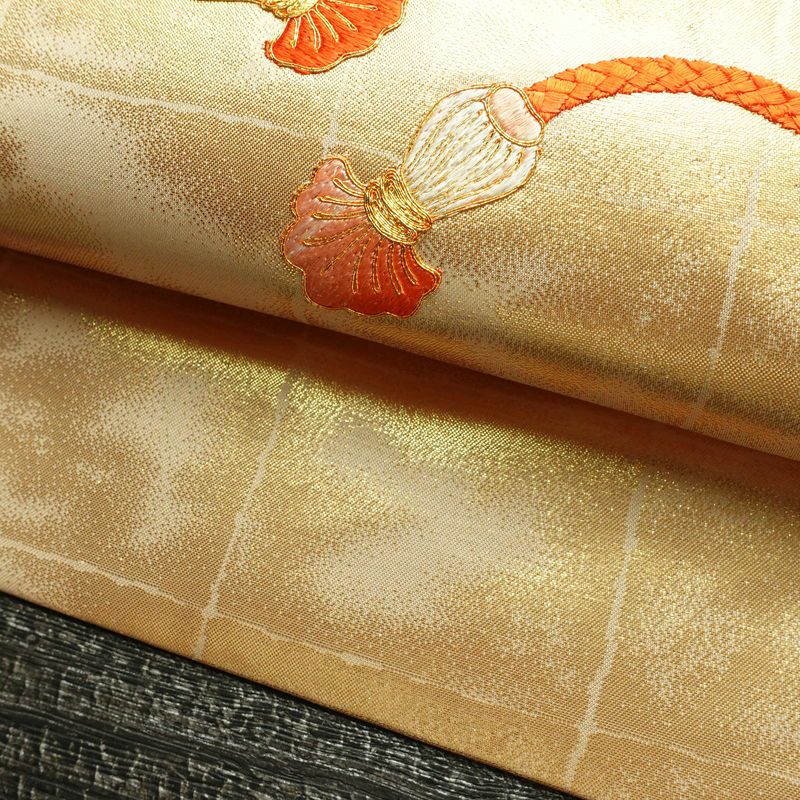 名古屋帯 太鼓柄 良品 金駒刺繍 正絹 古典柄 名古屋仕立て 箔 刺繍 金糸 帯 金・銀_画像8