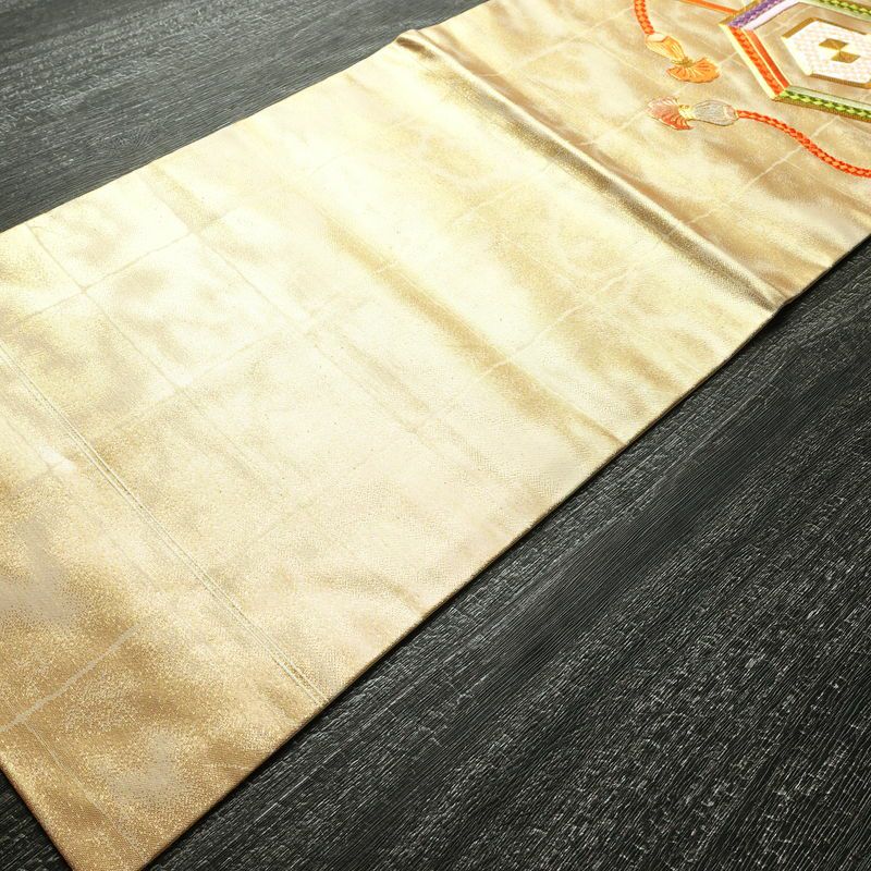 名古屋帯 太鼓柄 良品 金駒刺繍 正絹 古典柄 名古屋仕立て 箔 刺繍 金糸 帯 金・銀_画像10