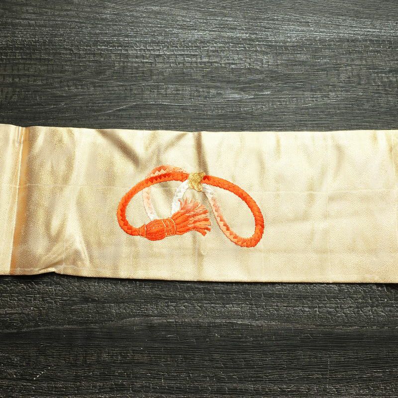 名古屋帯 太鼓柄 良品 金駒刺繍 正絹 古典柄 名古屋仕立て 箔 刺繍 金糸 帯 金・銀_画像14