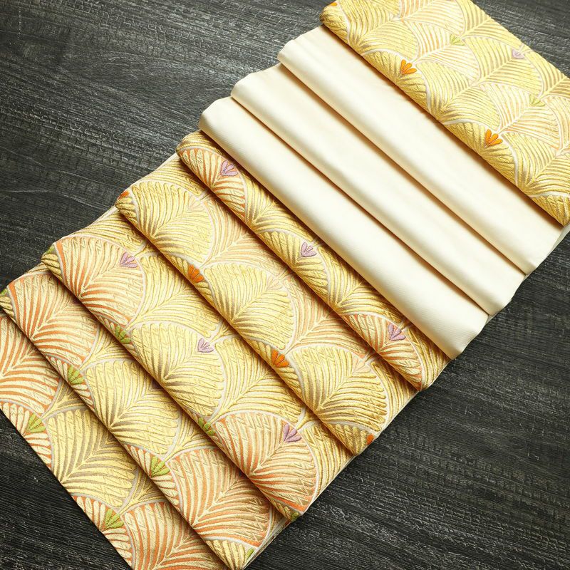 袋帯 六通柄 フォーマル用 正絹 木の葉・植物柄 金糸 帯 金・銀_画像21