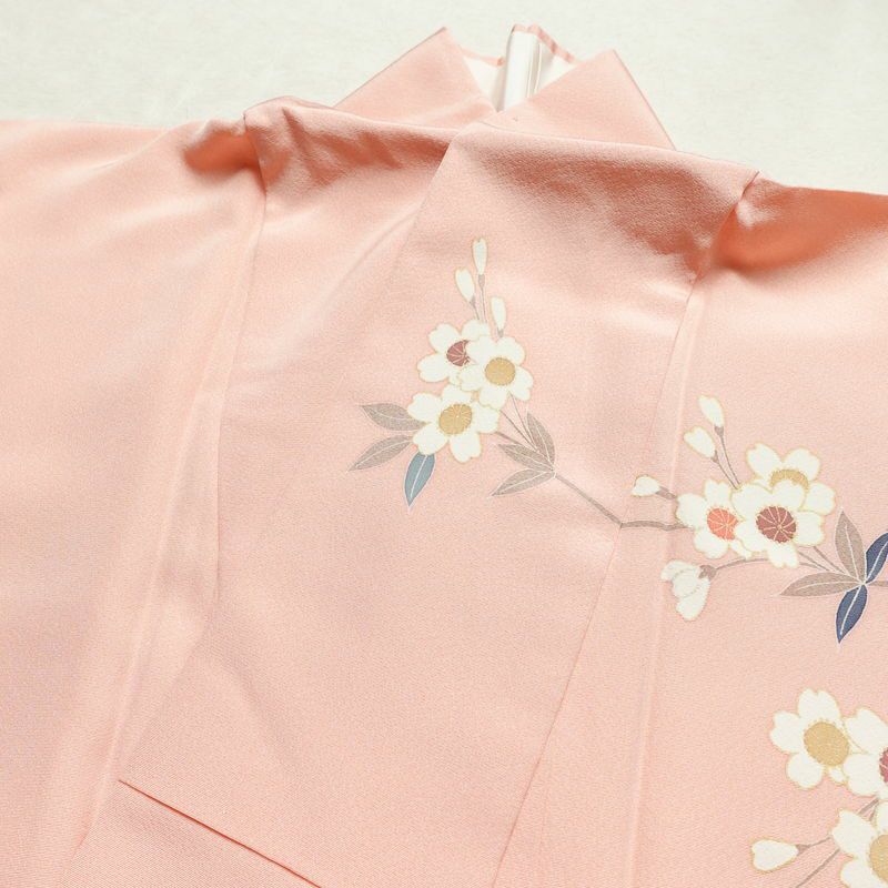 訪問着 良品 縮緬 正絹 花柄 袷仕立て 身丈162.5cm 裄丈66.5cm 金彩 フォーマル 着物 ピンク_画像18