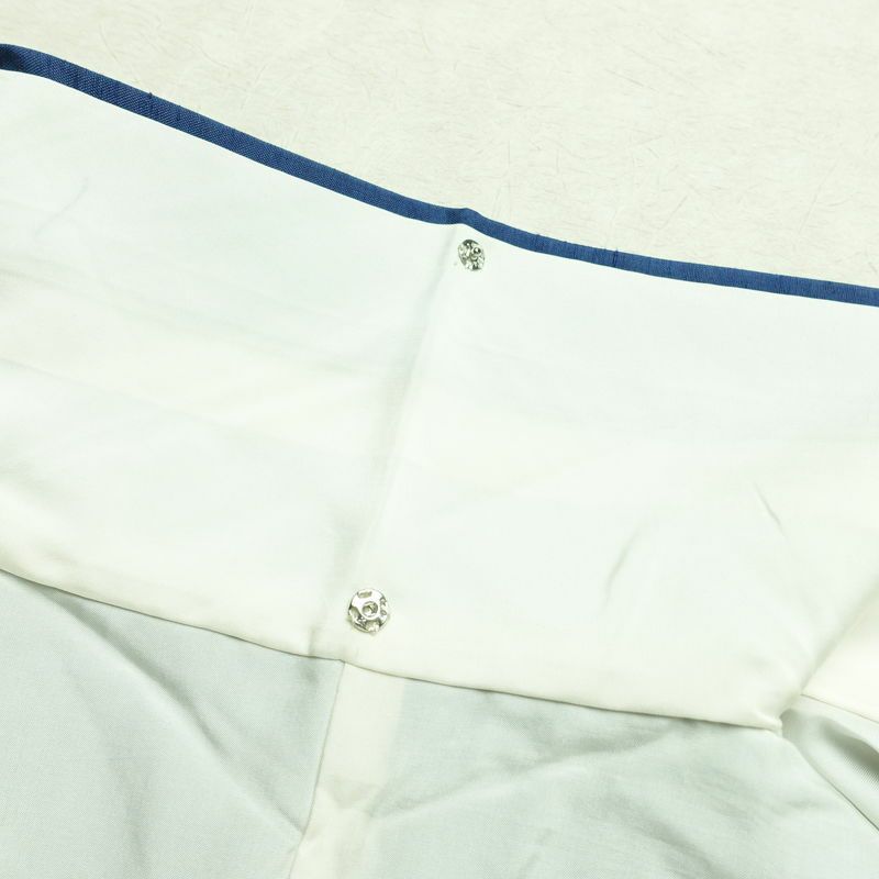 付け下げ 正絹 紬地 花柄 袷仕立て 身丈157.5cm 裄丈65cm 着物 青・紺_画像19