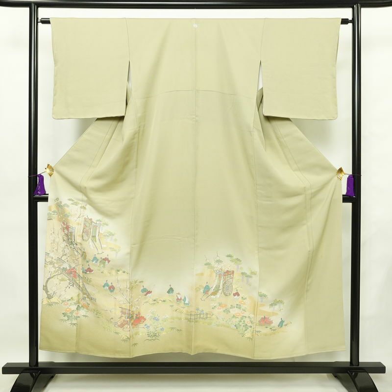 訪問着フルセット 新品 しつけ糸 一つ紋 色留袖 正絹 金彩加工金駒刺繍 