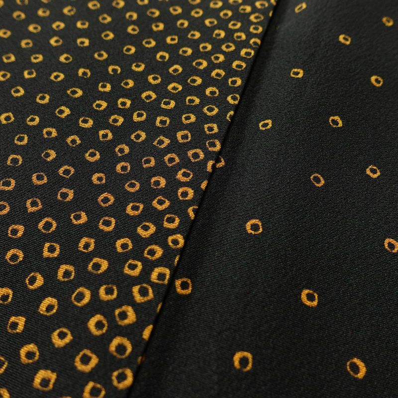 小紋 縮緬 正絹 その他の柄 袷仕立て 身丈153cm 裄丈68cm 着物 黒_画像7